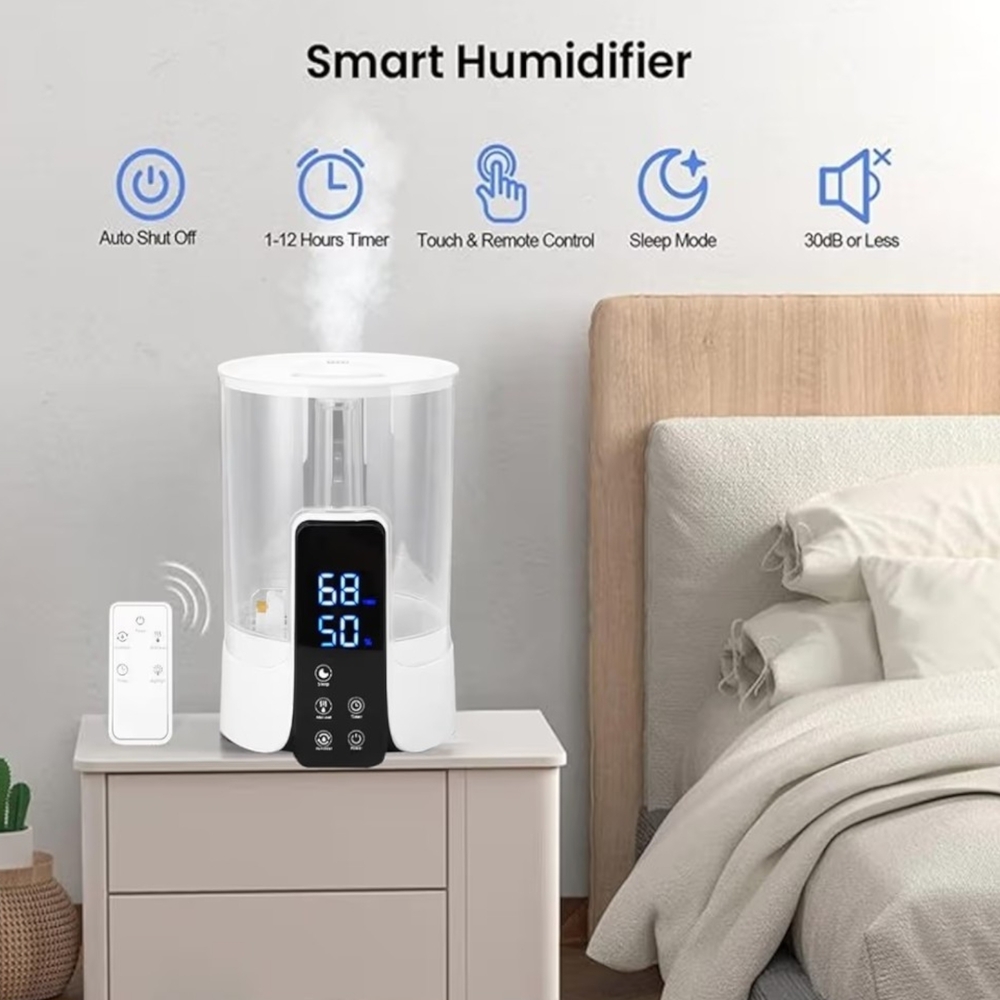 White Humidifier with Digital Display And Remote 6L Large - Picture 4 of 6